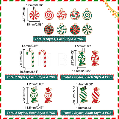   68Pcs 17 Style Christmas Themed Alloy Enamel Pendants FIND-PH0010-59-1