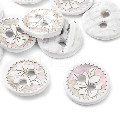 Laser Flower Pattern Natural Abalone Shell/Paua Shell Buttons SH-CBA18B6-04A-1