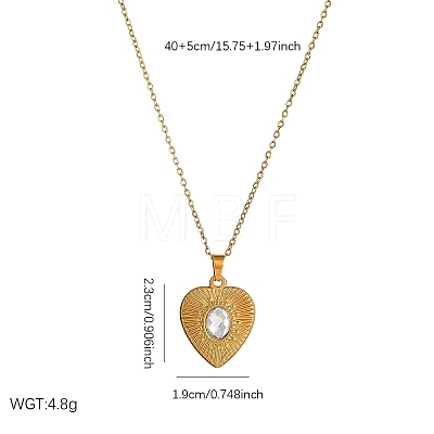 304 Stainless Steel Crystal Rhinestone Textured Geometric Pendant Necklaces for Women WG1D719-05-1
