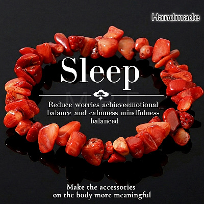 Natural Red Jasper Chip Beaded Stretch Bracelets JI5766-12-1