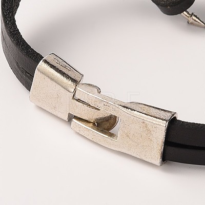 Leather Alloy Anchor Links Bracelets BJEW-J108-02B-1