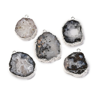 Imported Natural Geode Agate Big Pendants G-G895-08S-01-1