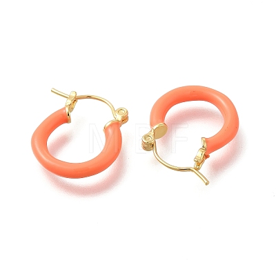 Brass Enamel Hoop Earrings for Women EJEW-M211-01LG-C-1