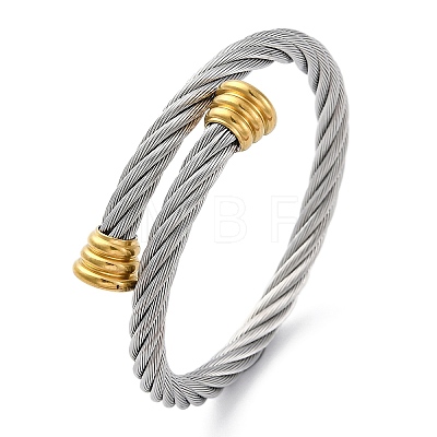 304 Stainless Steel Torque Bangles for Women BJEW-P310-18GP-1