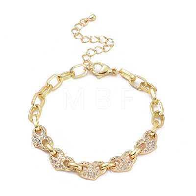 Heart Cubic Zirconia Bracelets & Necklaces Jewelry Sets SJEW-M098-01G-1