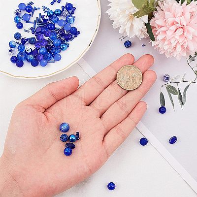   18 Style Blue Glass Beads GLAA-PH0007-08-1