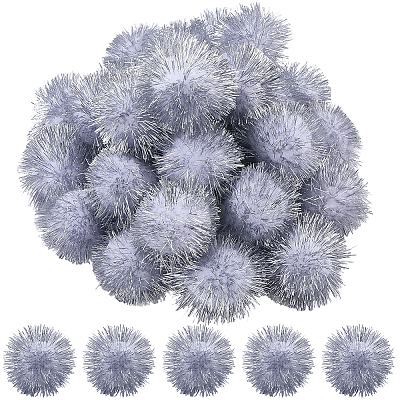 32Pcs Faux Fur Soft Sequins Pompom Ball DIY-SC0033-96D-1