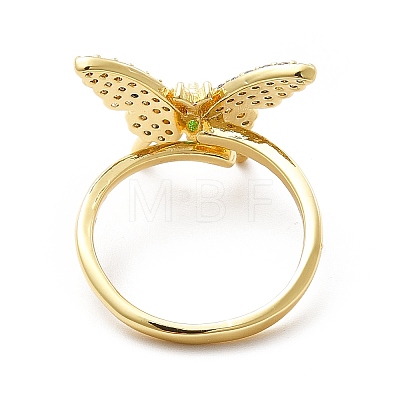 Cubic Zirconia Butterfly Open Cuff Ring KK-H439-43G-1