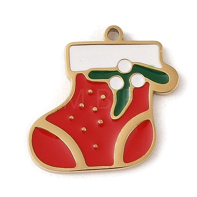 Christmas Theme Ion Plating(IP) 304 Stainless Steel Enamel Charms STAS-Z083-06G-07-1