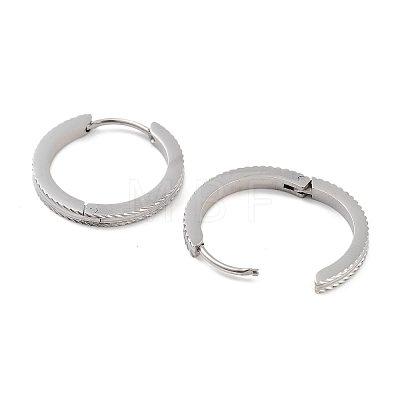 Tarnish Resistant 304 Stainless Steel Textured Huggie Hoop Earrings for Women EJEW-C096-35C-1