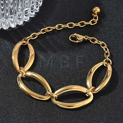 Two Tone 304 Stainless Steel Link Bracelets BJEW-P396-01A-G-1