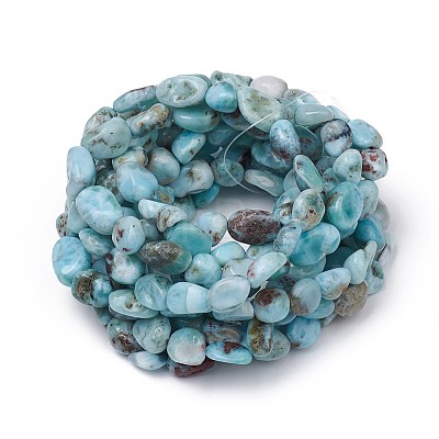 Natural Larimar Stretch Beaded Bracelets X-BJEW-K213-C21-1