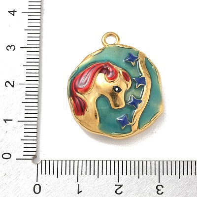 Hollow 304 Stainless Steel Two Sides Enamel Pendants STAS-L316-17G-03-1