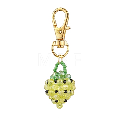 Glass Seed Beaded Strawberry Pendant Decoration HJEW-MZ00160-01-1