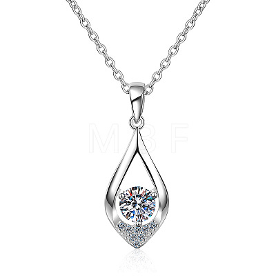 Teardrop 925 Sterling Silver Crystal Moissanite Pendant Necklaces for Women FS-WGA8F32-02-1