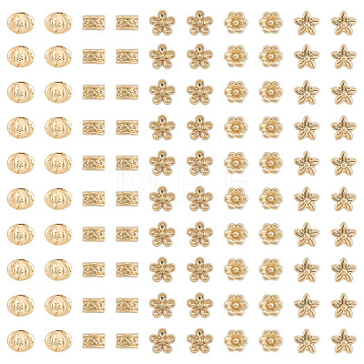 100Pcs 5 Styles Tibetan Style Alloy Beads FIND-TA0010-99MG-1