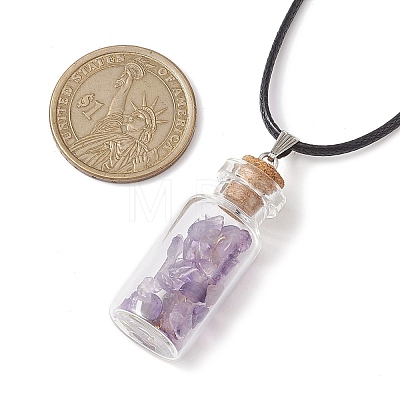 Glass Wish Bottle Pendant Necklace NJEW-JN04609-03-1