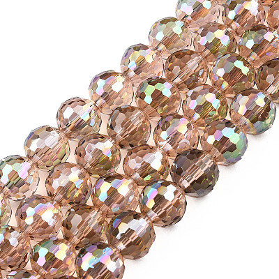 Electroplate Transparent Glass Beads Strands X-EGLA-N002-46-H03-1