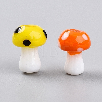 Mushroom Handmade Lampwork Beads Strands LAMP-R116-03A-1