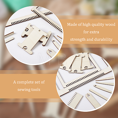 Wood Knitting Loom & Bobbin Kit TOOL-WH0155-80-1