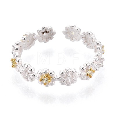 925 Sterling Silver Micro Pave Clear Cubic Zirconia Open Cuff Rings for Women STER-N016-137SG-1