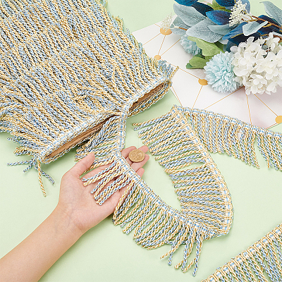Two Tone Polyester Twisted Rope Tassel Fringe Trimming DIY-WH0304-703E-1