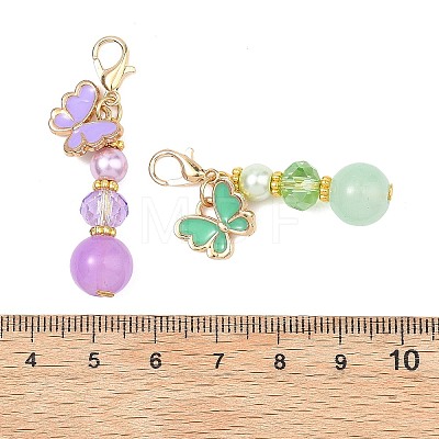 Glass & Alloy Enamel Butterfly Pendant Decorations HJEW-JM04817-1