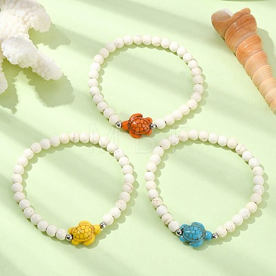 Synthetic Magnesite & Turquoise Beaded Stretch Bracelets BJEW-TA00436-1