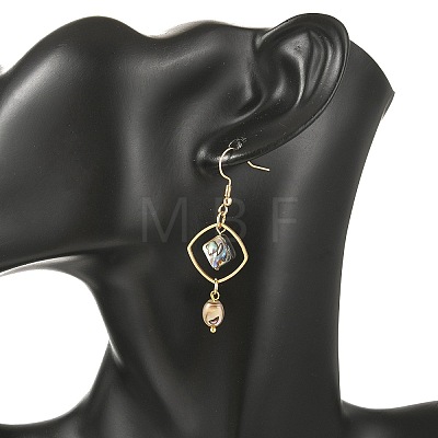 Natural Paua Shell & Stainless Steel Dangle Earrings for Women EJEW-JE07076-02-1