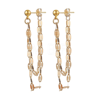 304 Stainless Steel & Brass Tassels Stud Earrings EJEW-JE06157-1