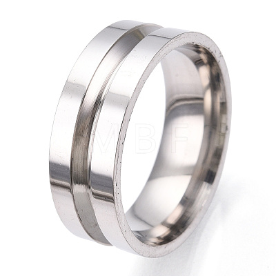 201 Stainless Steel Grooved Finger Ring Settings STAS-WH0039-12F-P-1