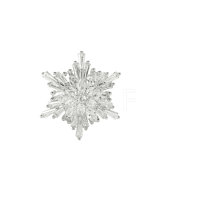 Clear Cubic Zirconia Snowflake Brooch Pins PW-WG917F8-02-1