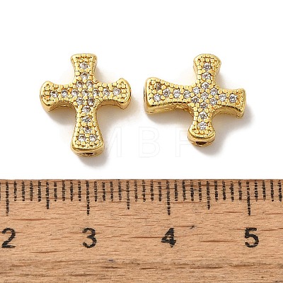 Brass Micro Pave Cubic Zirconia Beads KK-C072-08G-1