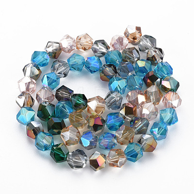Electroplate Transparent Glass Beads Strands EGLA-T008-21-1