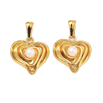 304 Stainless Steel & ABS Plastic Imitation Pearl Pendants STAS-C172-01A-G-1