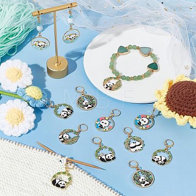 Alloy Enamel Panda Pendant Stitch Markers HJEW-AB00267-1