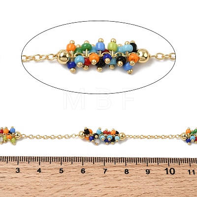 Handmade Glass Seed Beaded Cluster Chains CHC-K017-06G-1