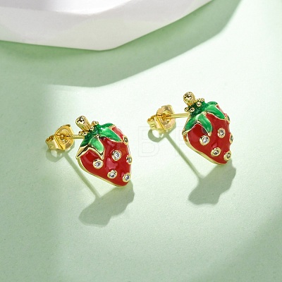 Brass Micro Pave Cubic Zirconia Stud Earrings EJEW-D322-05G-01-1