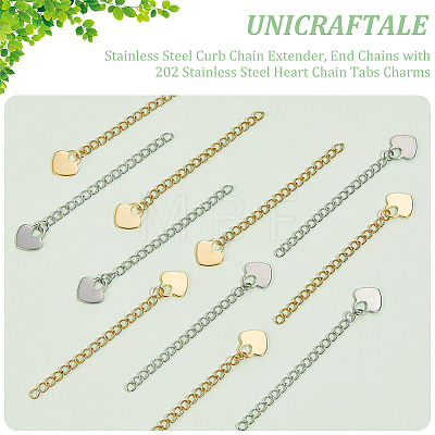 Unicraftale 40Pcs 2 Colors 304 Stainless Steel Curb Chain Extender STAS-UN0053-93-1