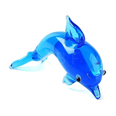 3D Dolphin Handmade Lampwork Display Decoration DJEW-C012-05-1