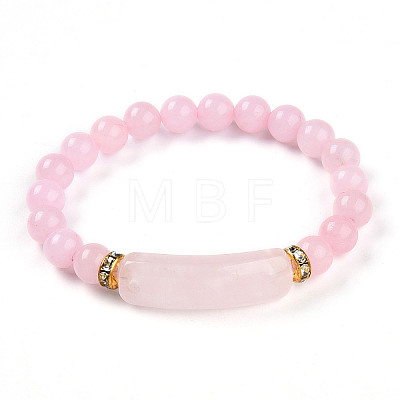 Natural Rose Quartz Beads Stretch Bracelets BJEW-T022-04N-1