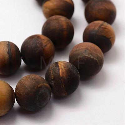 Frosted Natural Tiger Eye Beads Strands G-F364-18-12mm-1