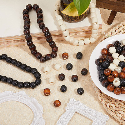 Globleland 400Pcs 4 Colors Wood European Beads WOOD-GL0001-15-1