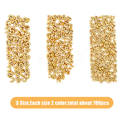 780Pcs 6 Style Iron Crimp Beads Covers IFIN-HY0001-61-1