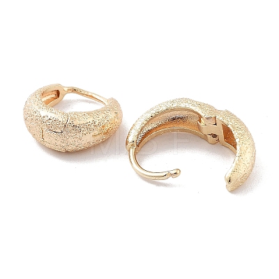 Brass Textured Hoop Earrings KK-B082-23G-1