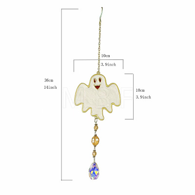 Halloween Ghost Alloy & Iron & Eanmel Wind Chime PW-WG7FA08-02-1