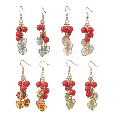 Synthetic Turquoise & Acrylic Dangle Earrings EJEW-JE06836-1