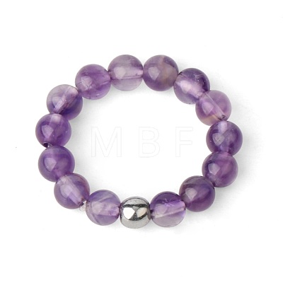 4MM Round Natural Amethyst Beaded Stretch Rings LS-VM0712-17-1