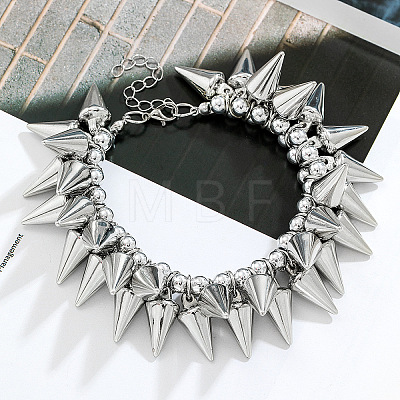 Hip-Hop Punk Goth CCB Plastic Spike Cone Charm Bracelets for Men WG608C0-01-1