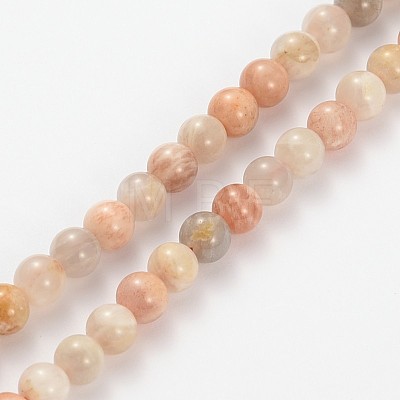 Natural Multi-Moonstone Round Beads Strands G-O030-4mm-10-1